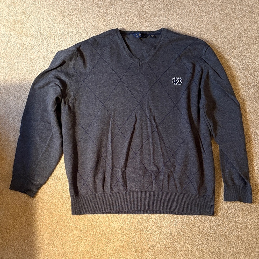 Notre Dame ND Classic V-Neck Sweater in Dark Gray men’s large university